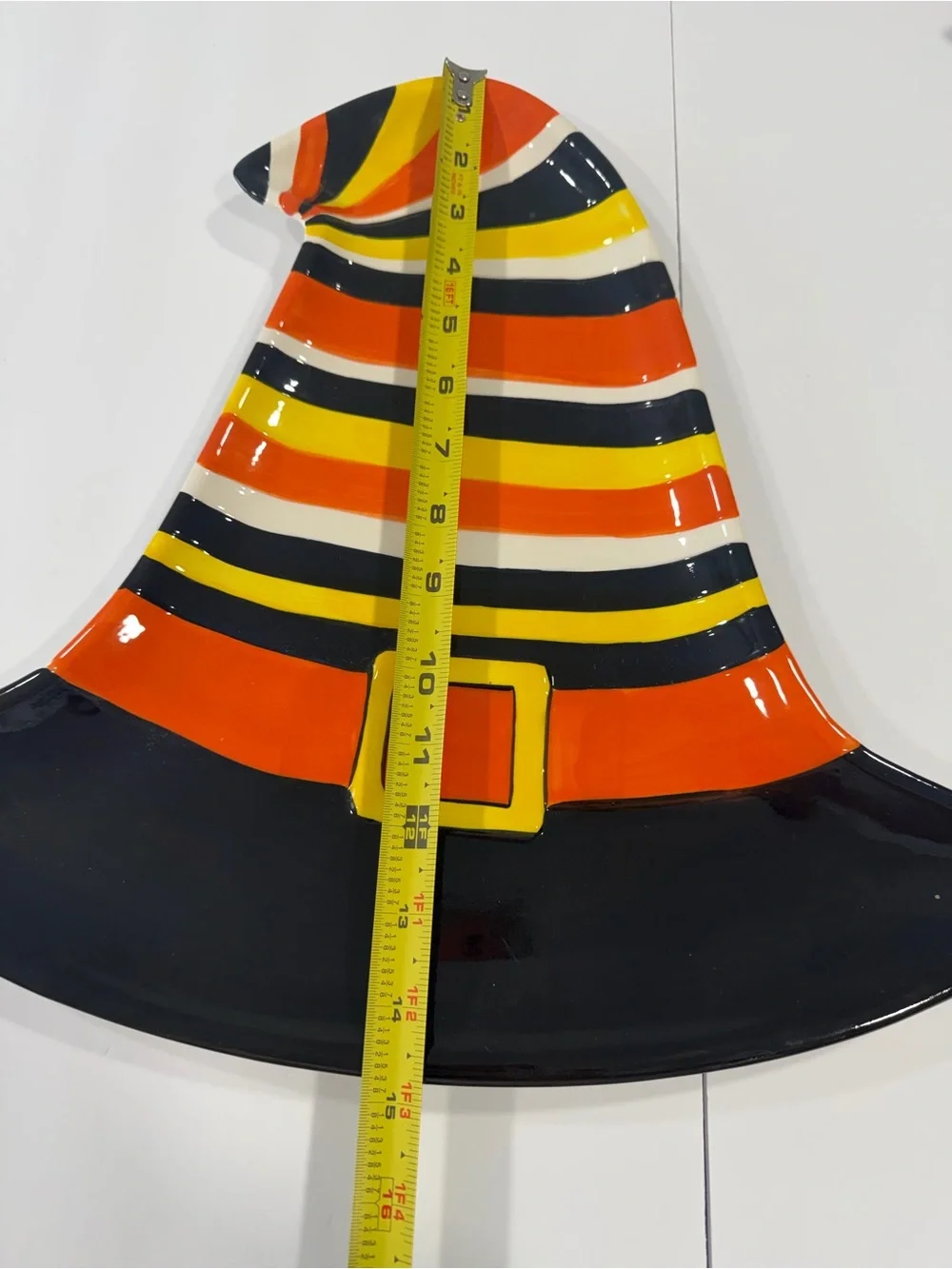 Striped Witch Hat Serving Platter - Orange, Black & Yellow